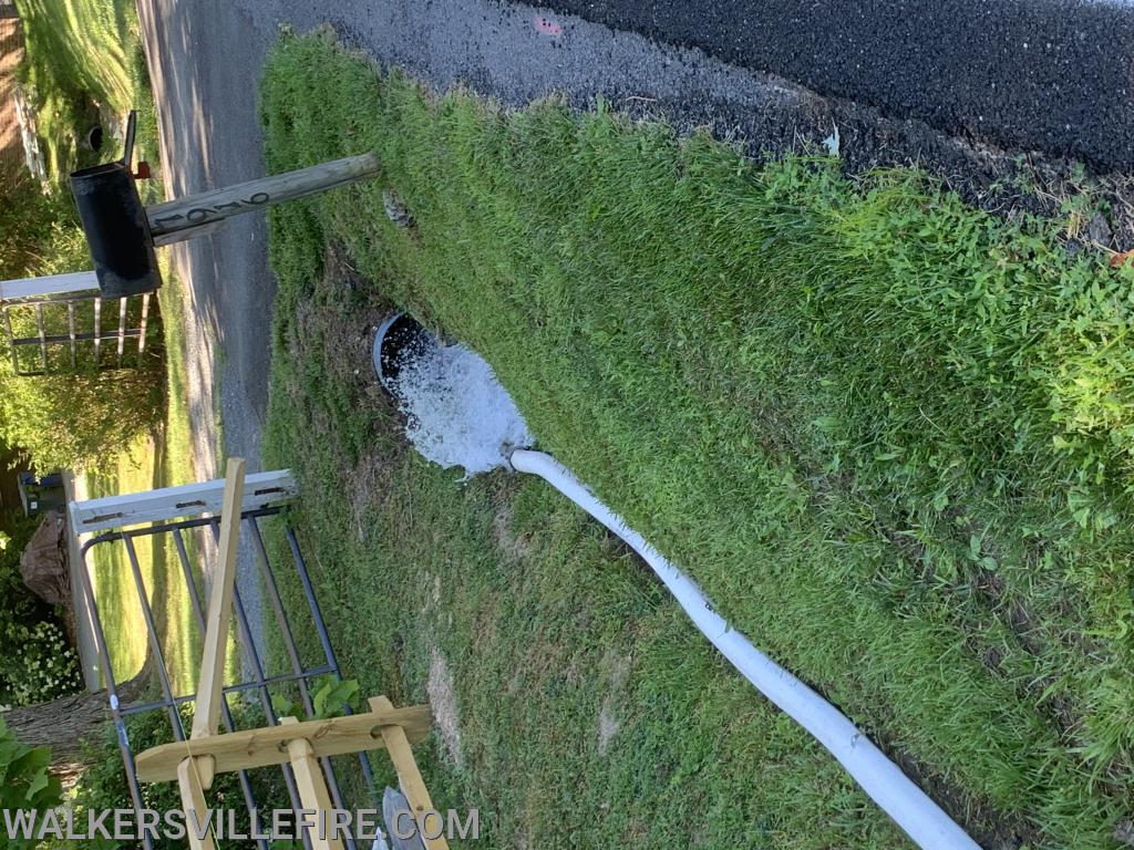 Flushing the dry hydrant on Dance Hall Rd 