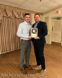 Firefighter of the Year
Firefighter/EMT Samuel Dmuchowski, pictured with Chief Chad Barrick